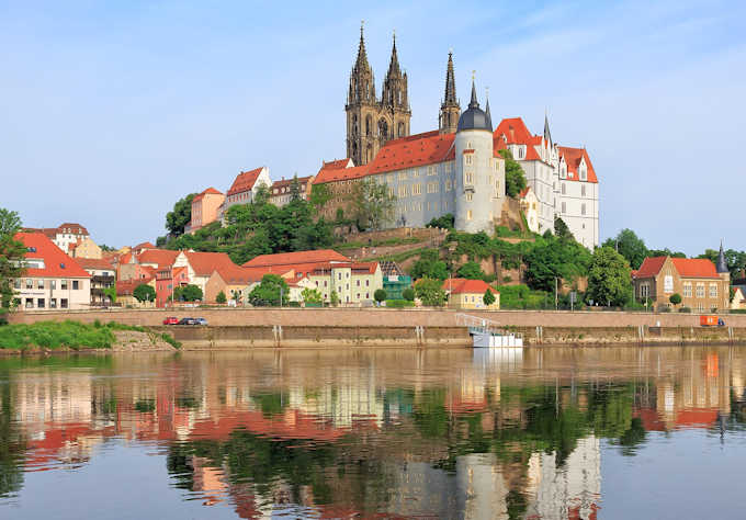 Mei�en: il castello Albrechtsburg, il duomo, il fiume Elba