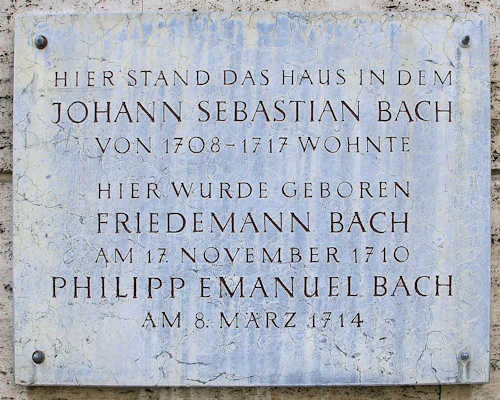 La targa commemorativa dedicata a Johann Sebastian Bach