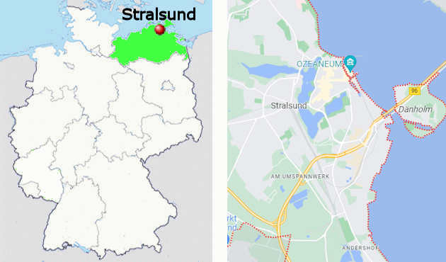 Carta stradale online di Stralsund