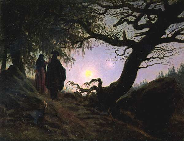 Caspar David Friedrich: Un uomo e una donna che guardano la luna