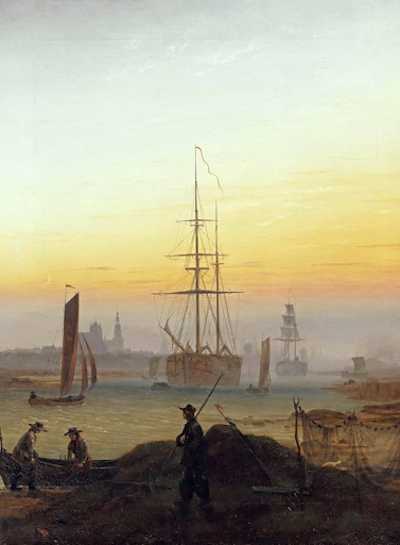 "Navi nel porto di Greifswald", quadro di Caspar David Friedrich