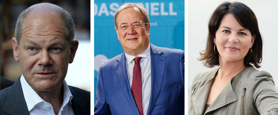 I tre candidati del 2021 per il cancellierato: Olaf Scholz, Armin Laschet e Annalena Baerbock