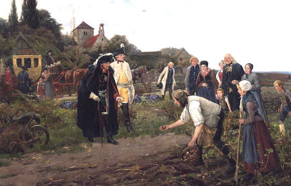 Federico II durante la raccolta delle patate