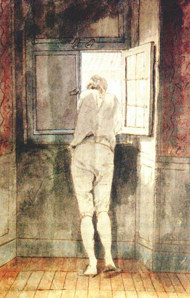 Goethe alla finestra del suo appartamento a Roma, aquarello di Johann Heinrich Wilhelm Tischbein
