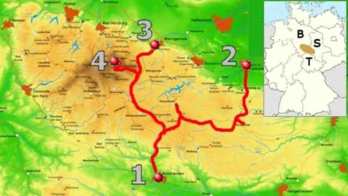 Le linee delle ferrovie a scartamento ridotto che attraversano lo Harz