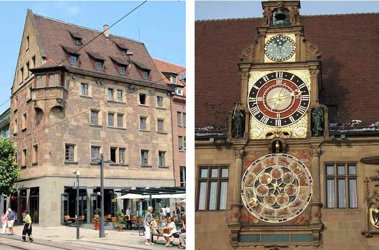 La Käthchenhaus (casa di Caterina) e l'orologio astronomico del municipio