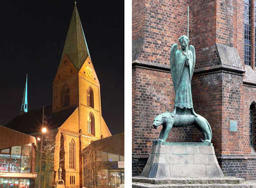 La chiesa Nikolaikirche / una statua di Ernst Barlach