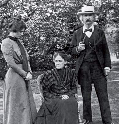 Mark Twain con la moglie Olivia e la figlia Clara