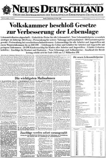 “Neues Deutschland”, organo ufficiale del partito SED