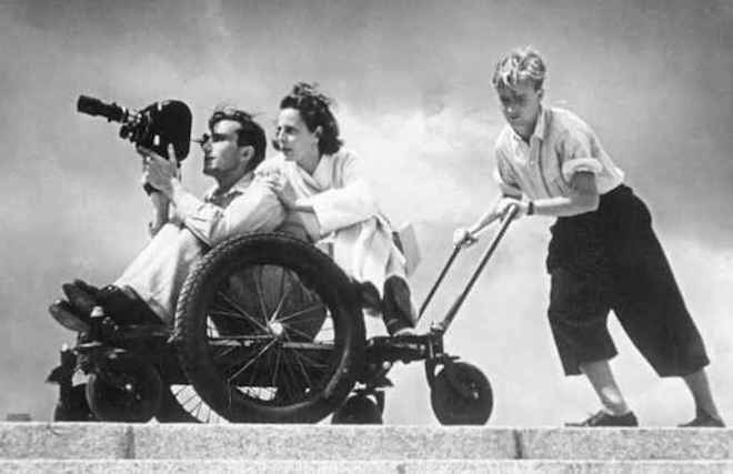 Leni Riefenstahl durante i lavori di ripresa su "Olympia"