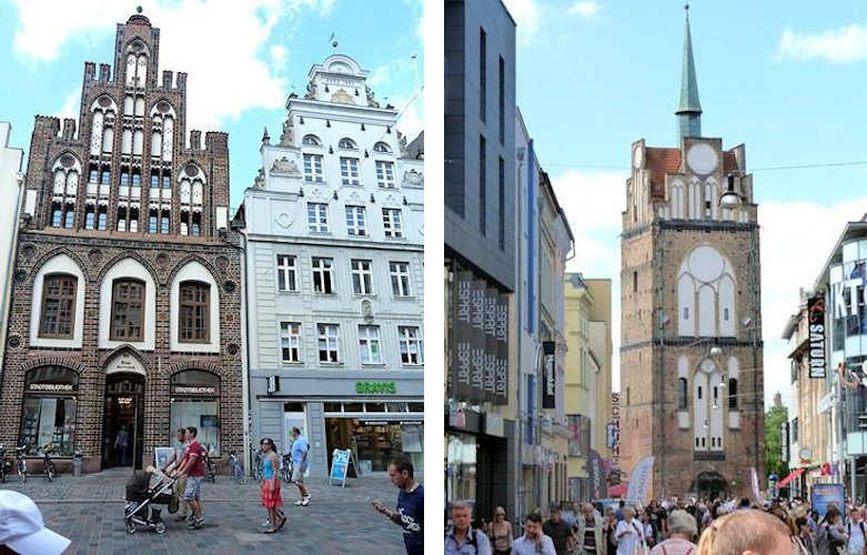 Palazzi antichi nella zona pedonale di Rostock - La porta di Krpelin che faceva parte delle fortificazioni della citt medievale