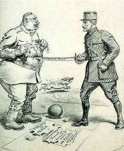 Il trattato di Versailles - vignetta americana