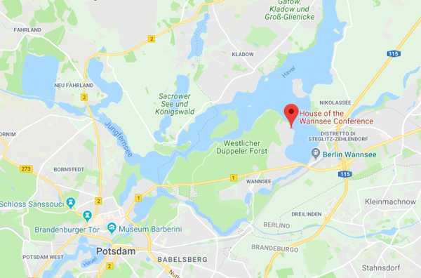 Carta del Wannsee con la villa dove si svolse la conferenza