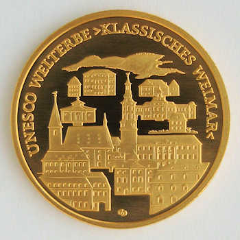 La moneta commemorativa da 100 Euro dedicata ai luoghi culturali di Weimar