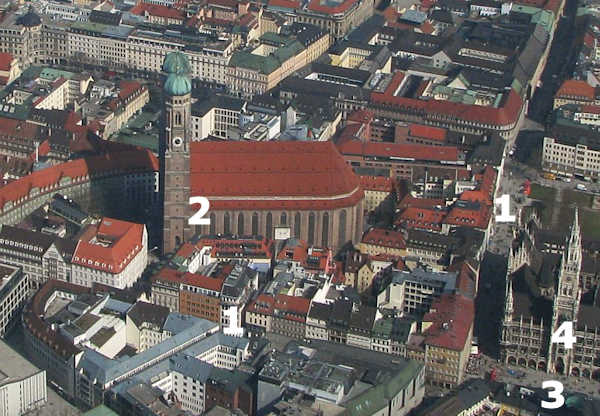 La zona pedonale tra Frauenkirche e Marienplatz